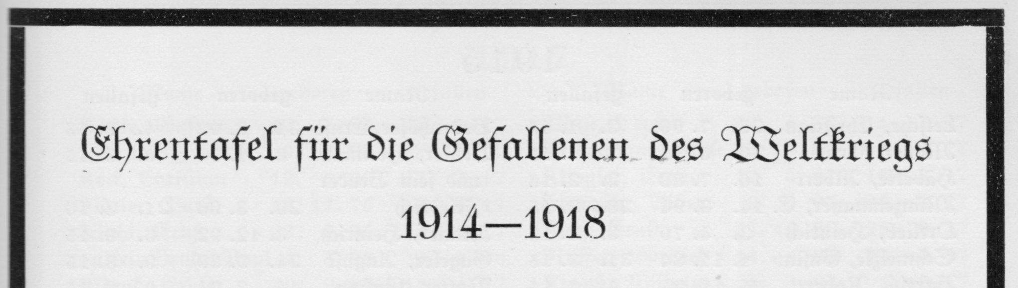 Ehrentafel für die Gefallenen des Weltkrieges 1914-1918